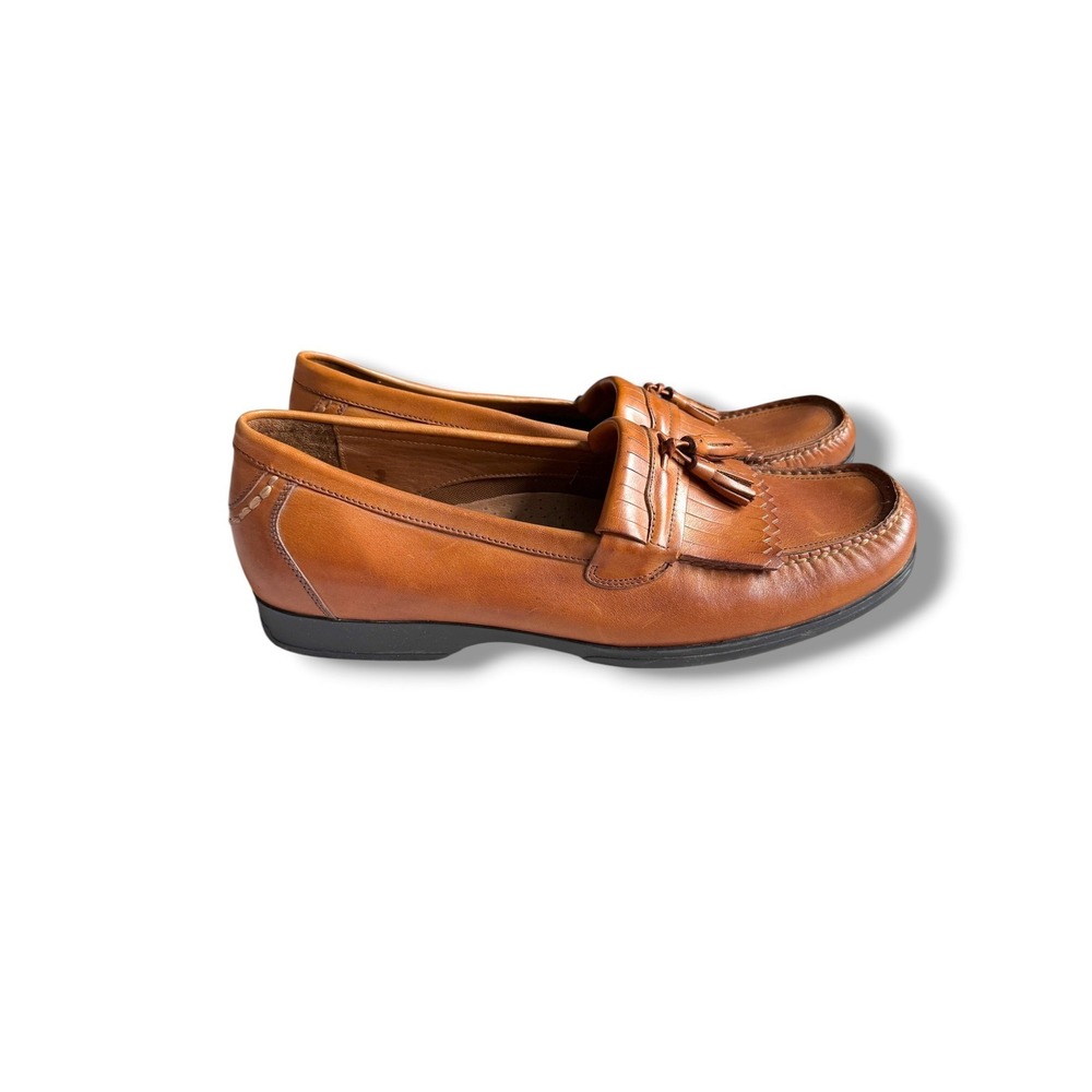 Hush Puppies Loafers Mens 13 Tan Brown Leather Kiltie Tassel Moc Toe Slip On